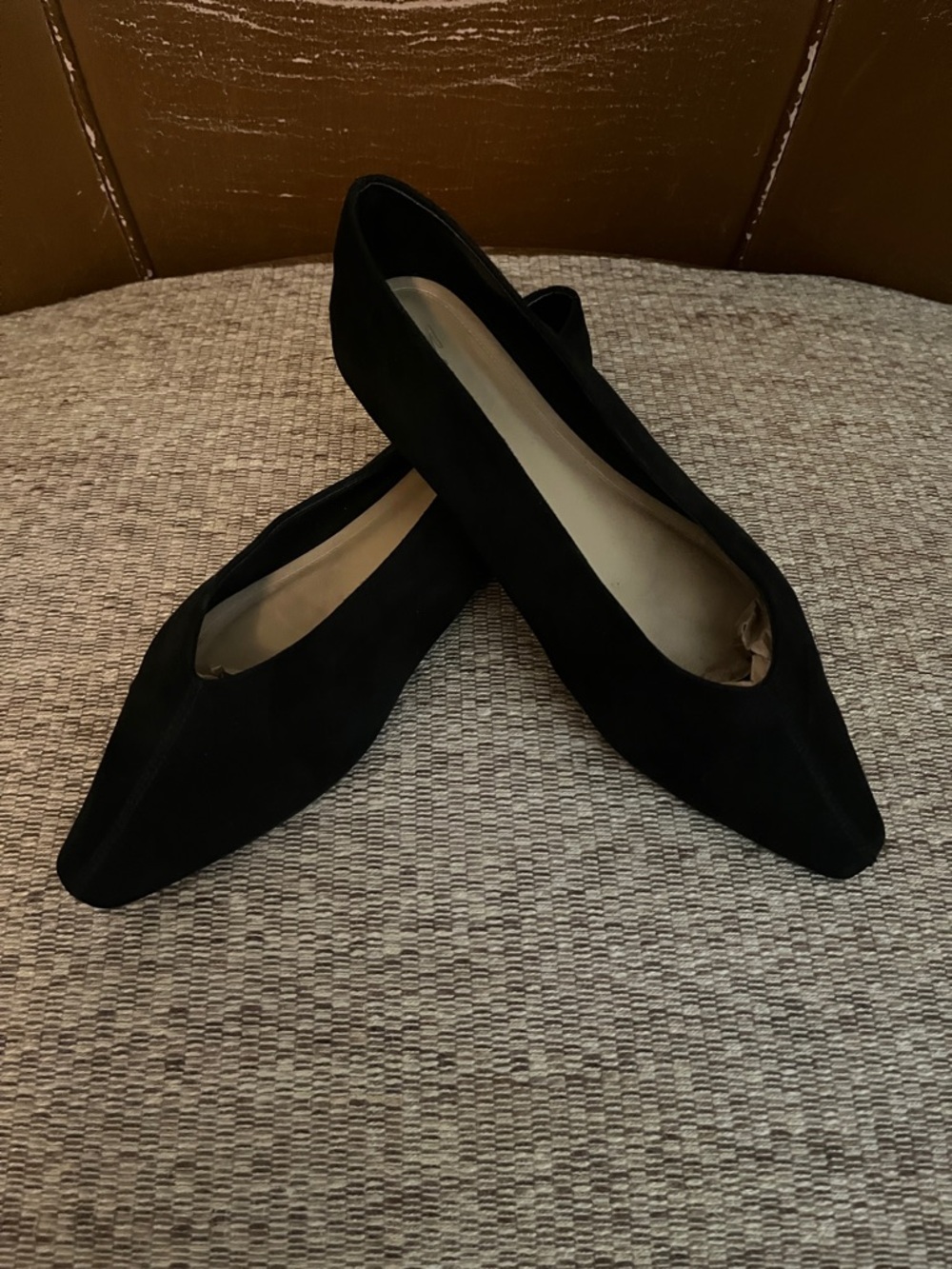 H&M Black Pointed Suede-Look Flats Size Women 40 / 9
